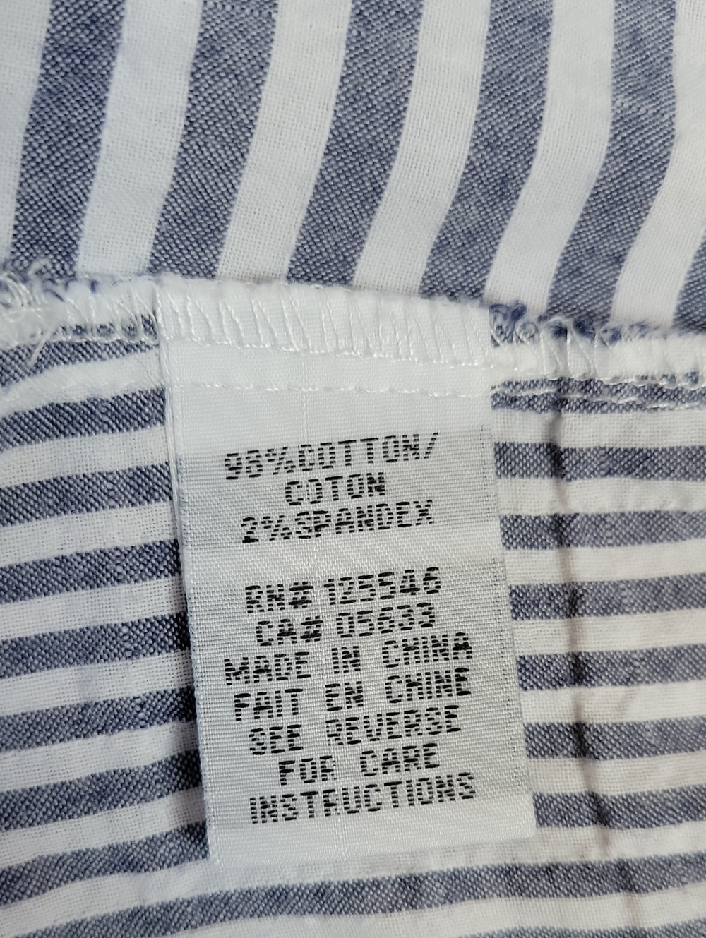 EUC- Habitat Striped 3/4 Sleeve Stretch Cotton Popover Top - Picture 6 of 7